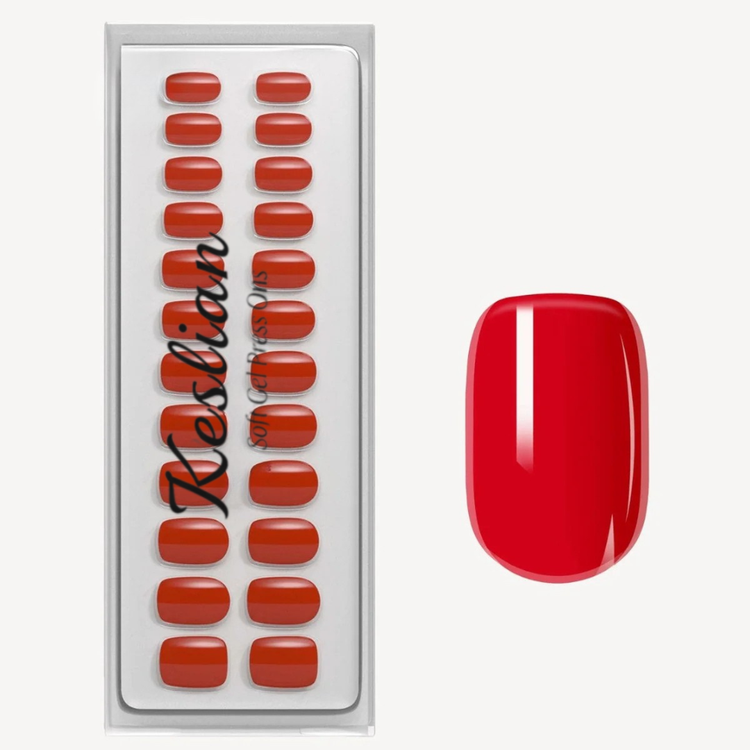 Rose Red Short Square Soft Gel Press Ons