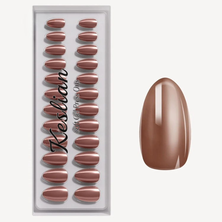 Glazed Chocolate Short Almond Soft Gel Press Ons