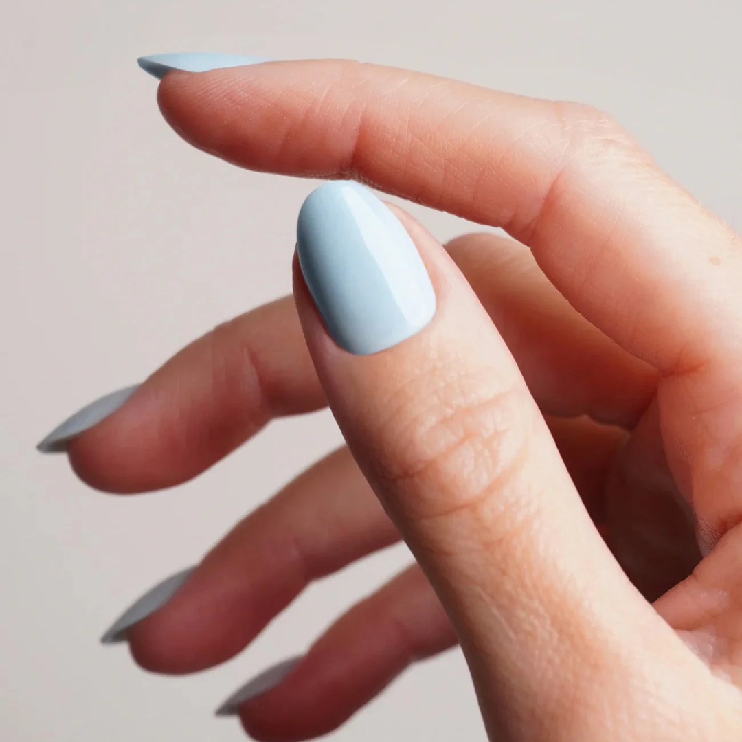 Baby Blue Short Round Soft Gel Press Ons