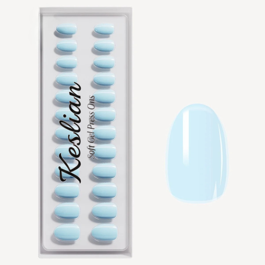 Baby Blue Short Round Soft Gel Press Ons